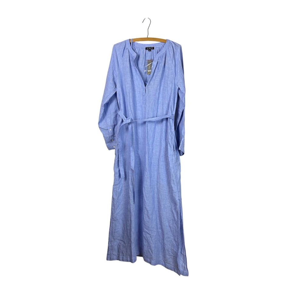 J Crew Linen Cabana Midi Dress Blue Coastal Chic S NWT - Picture 3 of 13